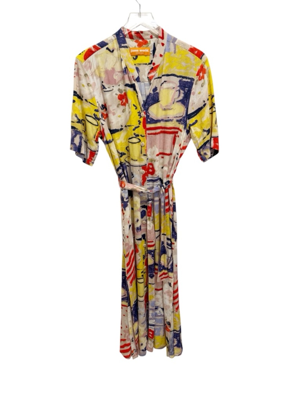 JAMS WORLD Bistro Printed Midi Shirtdress Belted size Medium Art Insired